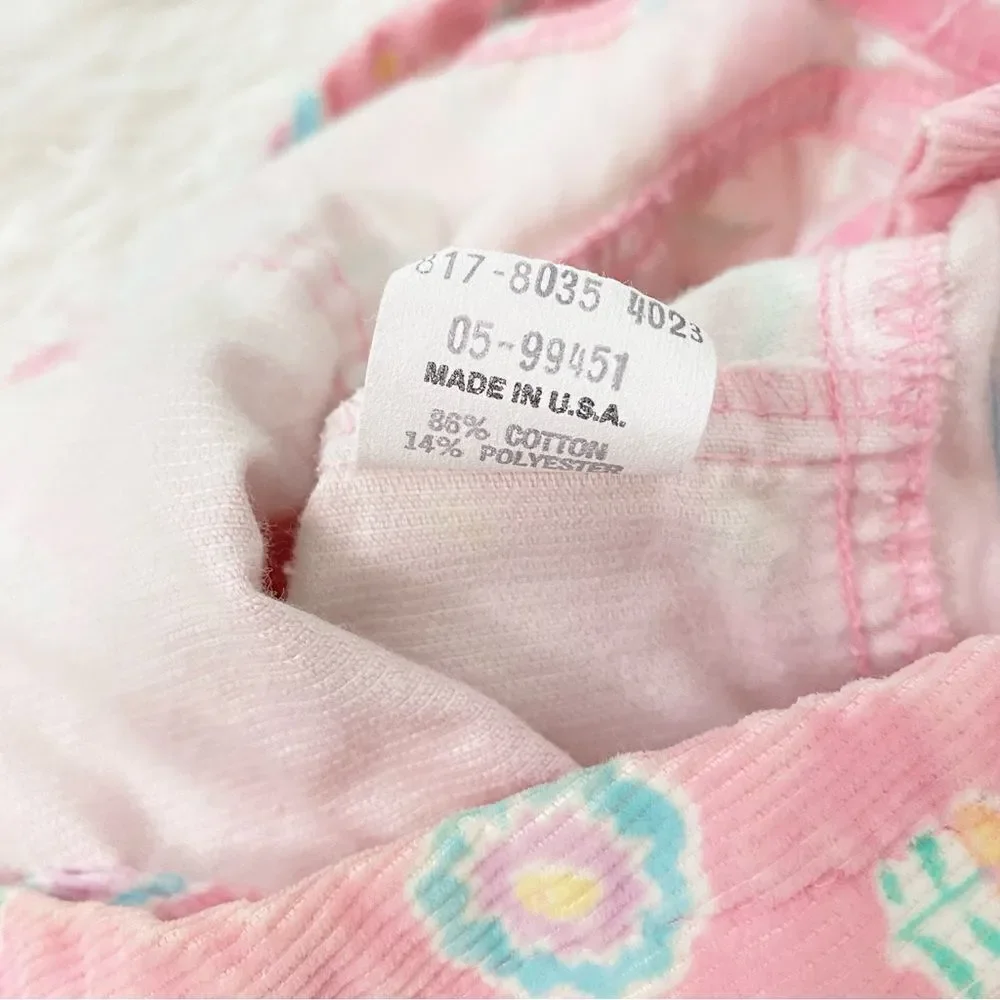 OshKosh | Vintage Floral Bubble Corduroy Overalls
